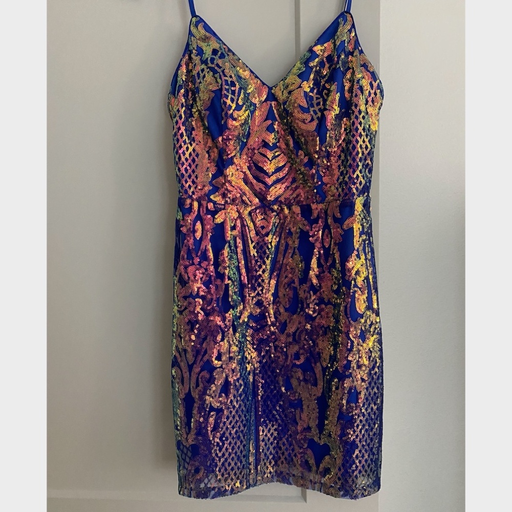Juniors Size 5 City Vibes Prom/Homecoming Blue Purple Rhinestone Cocktail Dress